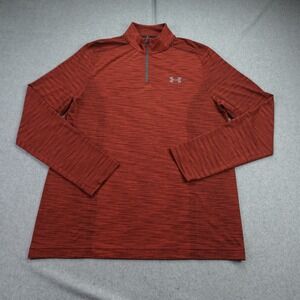 Under Armour Pullover Mens Large Red Heather Threadborne Seamless 1/4 Zip